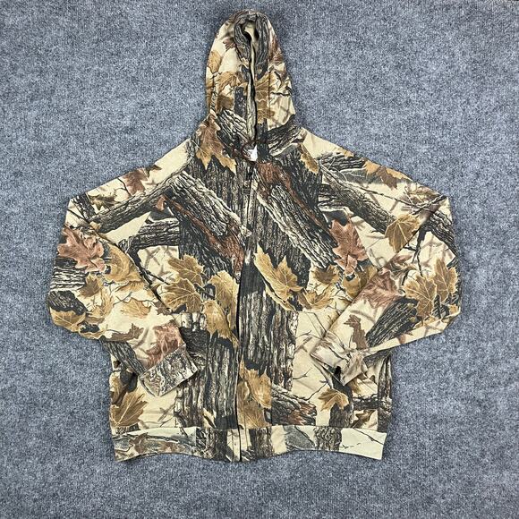 Camo Hoodie Mens Size XL Brown Tan Green Full Zip Hunting Outdoor Camouflage - Picture 1 of 7
